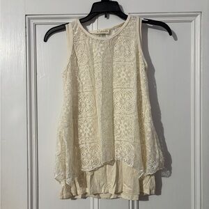 Btween Cream Lace Floral Top Girls size 12 - new with tags